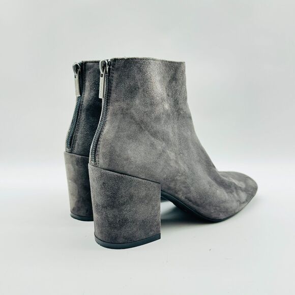 Stuart Weitzman Boots Womens 5.5 Gray Suede Ankle Bootie Block Heel Back Zip - Picture 7 of 12